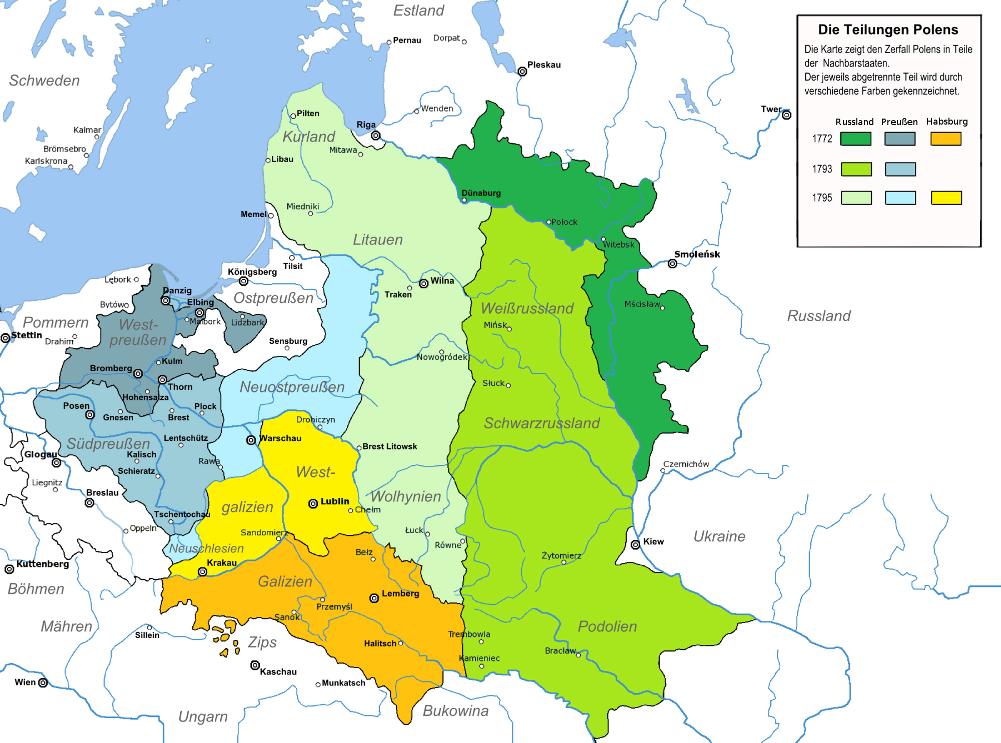 Die drei Polnischen Teilungen © John Nennbach Die drei Polnischen Teilungen