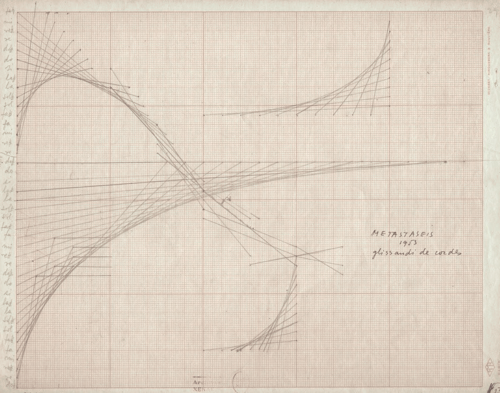 Studie zu »Metastaseis«, 1954 © Iannis Xenakis Archives / Bibliothèque nationale de France Paris Studie zu »Metastaseis«, 1954