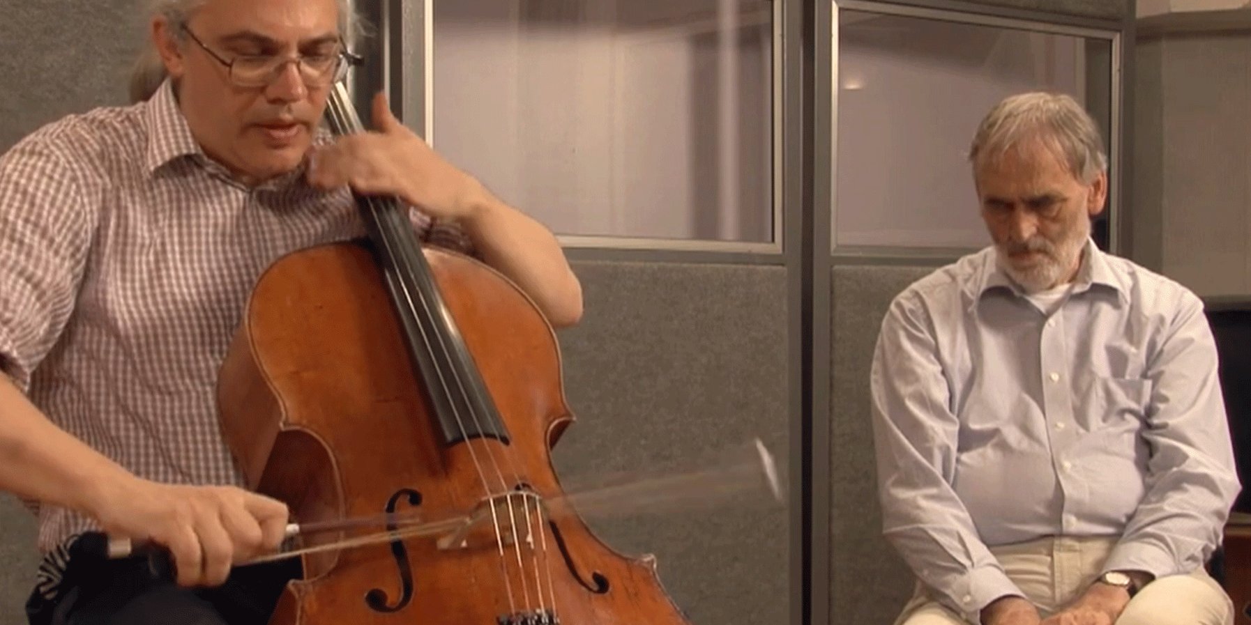Helmut Lachenmann und der Cellist Lucas Fels